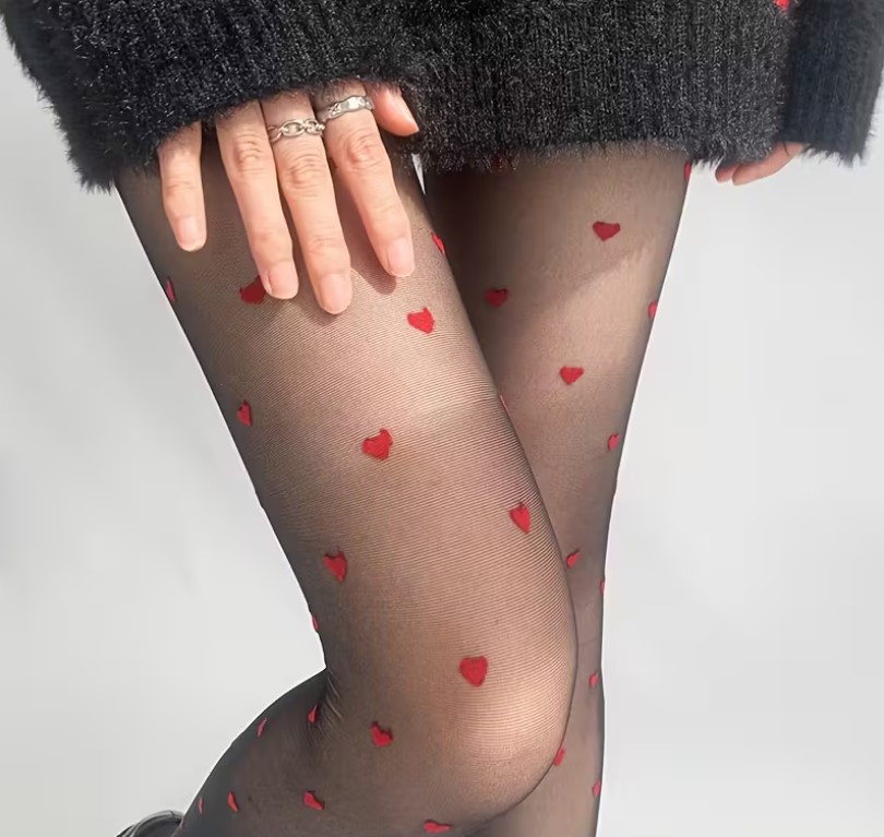 جوراب شلواری طرح قلبی فانتزی