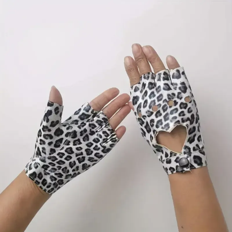 دستکش چرمی پلنگی قلبی