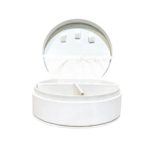 جعبه زیورآلات گرد رنگ سفید