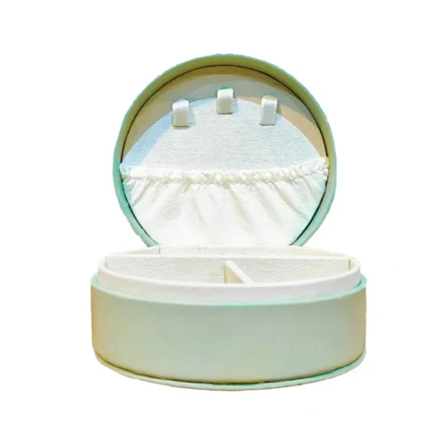 جعبه زیورآلات گرد رنگ زیتونی