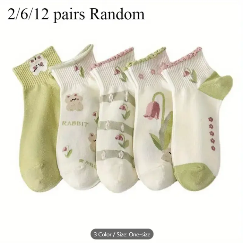 پک 6تایی جوراب فانتزی دخترانه طرح گل | سایز فریسایز