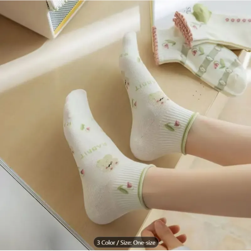 پک 6تایی جوراب فانتزی دخترانه طرح گل | سایز فریسایز