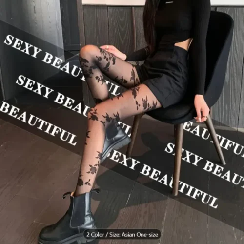 جوراب شلواری طرح گل رز