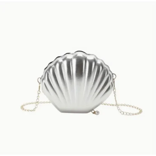 کیف صدفی نقره ای