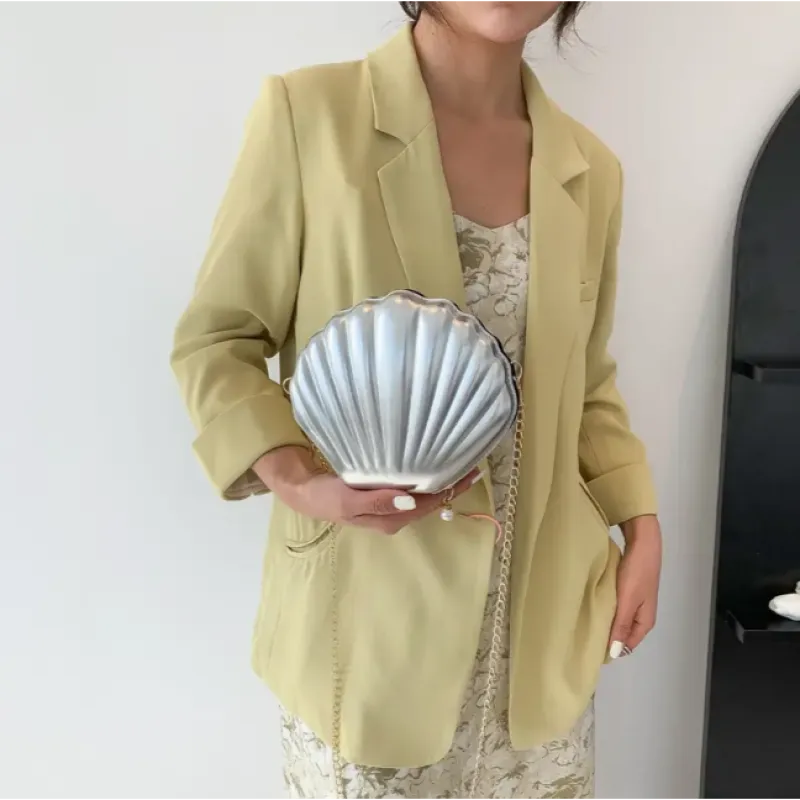 کیف صدفی نقره ای