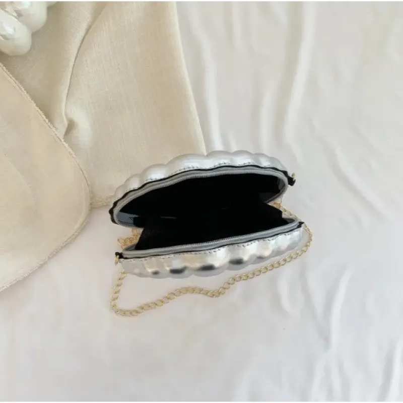 کیف صدفی نقره ای
