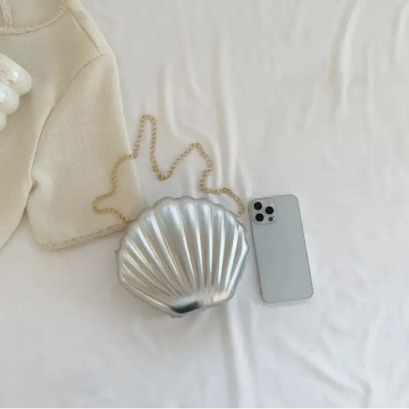 کیف صدفی نقره ای