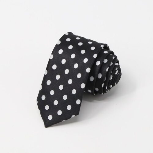 کروات فانتزی مردانه سفید با خال مشکی طرح Polka Dot مینیمال – فانتزی باز