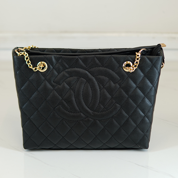 کیف زنانه مشکی طرح لوزی با بند زنجیری حلقه‌ای | برند شنل