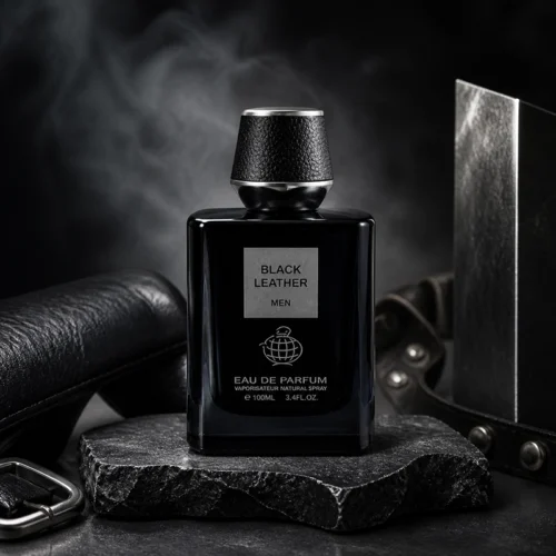 عطر مردانه چرمی Black Leather Men با طراحی مشکی و شیک