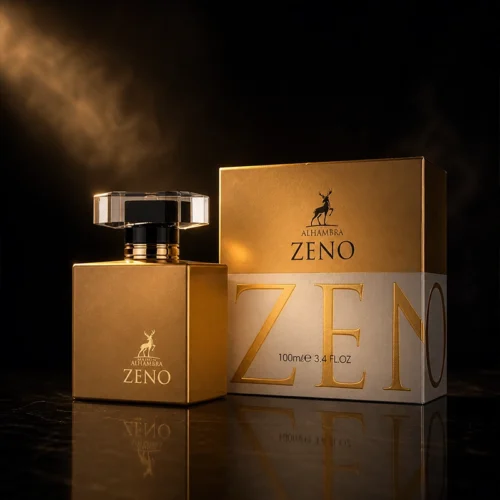 عطر مردانه Zeno Maison Alhambra با طراحی طلایی و شیک