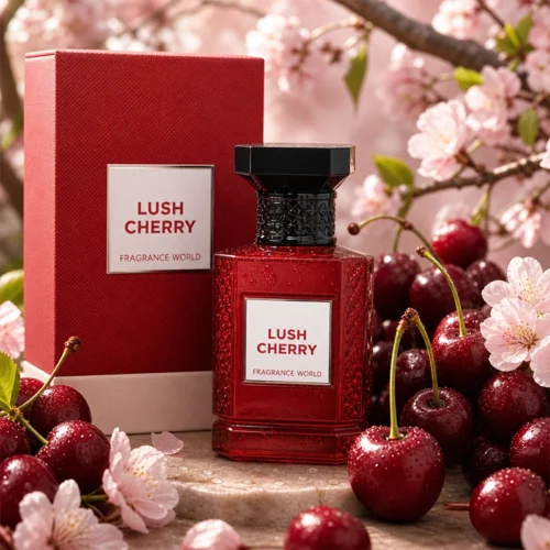 شیشه و جعبه ادکلن Lush Cherry با تم گیلاسی و جذاب