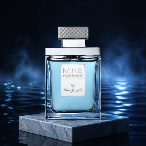 Joseph Mine Pour Homme 100 میلی‌لیتر روی پایه سنگی با نور آبی