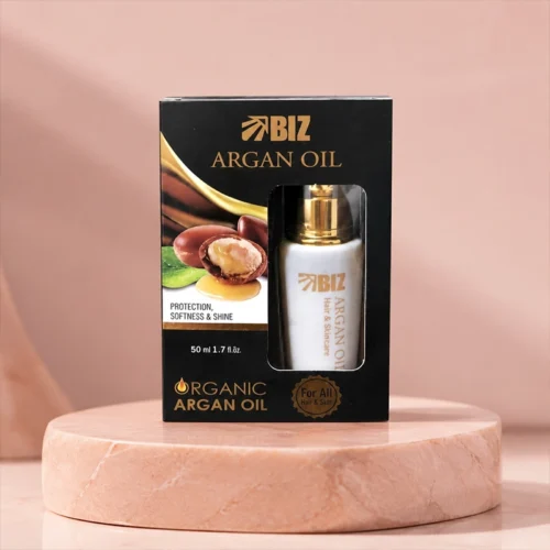 روغن آرگان بیز 50 میلیلیتر برای مراقبت از مو و پوست در جعبه مشکی و طلایی