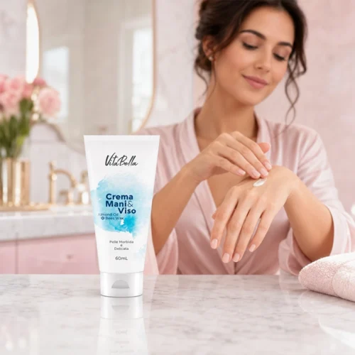 کرم مرطوب‌کننده دست و صورت VitaBella روی پایه صورتی