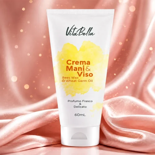 VitaBella Crema Mani and Viso Beeswax and Wheat Germ Oil on Marble Pedestal